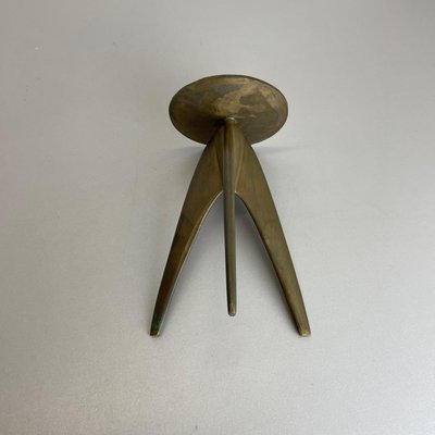 Brutalist German Sculptural Tripod Candleholder in Brass, 1970s-QZ-1251056