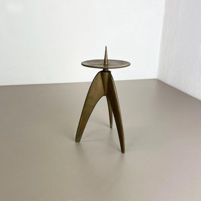 Brutalist German Sculptural Tripod Candleholder in Brass, 1970s-QZ-1251056