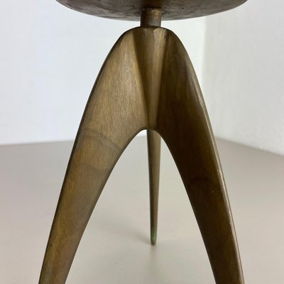 Brutalist German Sculptural Tripod Candleholder in Brass, 1970s-QZ-1251056