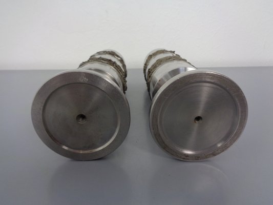 Brutalist German Vases in Stainless Steel, 1960s, Set of 2-RDW-1436233