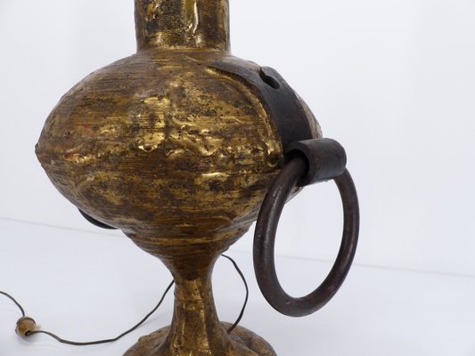 Brutalist Gilded Bronze Lamp by Max Bre 1970s-DQG-2021224