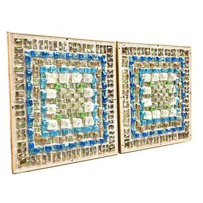 Brutalist Glass Wall Fixtures, 1950s, Set of 2-VDW-969324