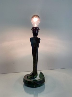 Brutalist Green Bronze Table Lamp, 1960s-WZZ-891462