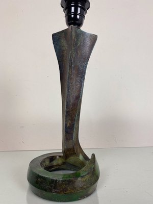 Brutalist Green Bronze Table Lamp, 1960s-WZZ-891462