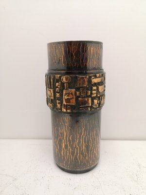 Brutalist Handmade Artisan Bronze and Hammered Copper Vase, 1970s-UWE-1168272