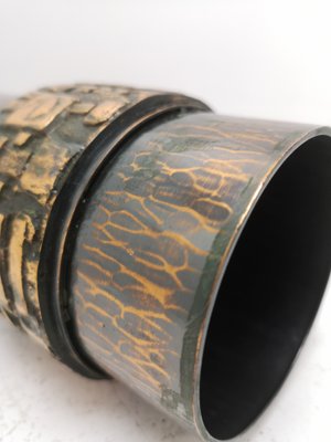 Brutalist Handmade Artisan Bronze and Hammered Copper Vase, 1970s-UWE-1168272