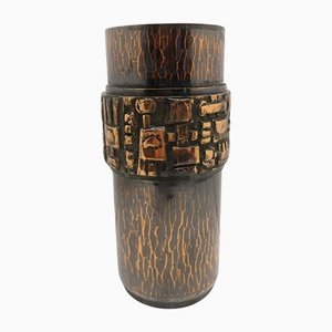 Brutalist Handmade Artisan Bronze and Hammered Copper Vase, 1970s-UWE-1168272