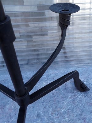 Brutalist Handmade Height-Adjustable Swiveling Candleholder in Wrought Iron, 1970s-HOI-1235699