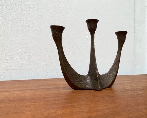 Brutalist Heavy Bronze 3-Arm Candleholder from Dalbeck, 1960s-UAH-1294650