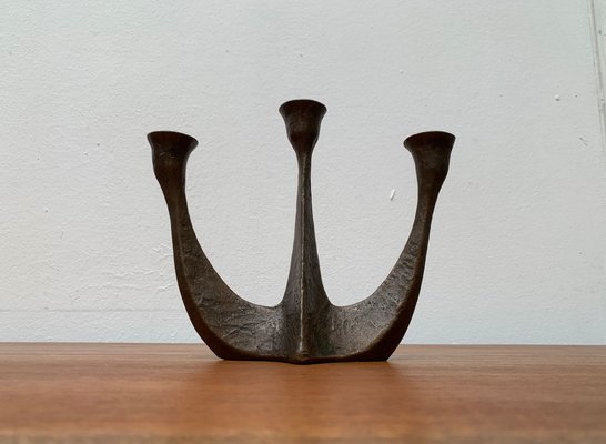 Brutalist Heavy Bronze 3-Arm Candleholder from Dalbeck, 1960s-UAH-1294650