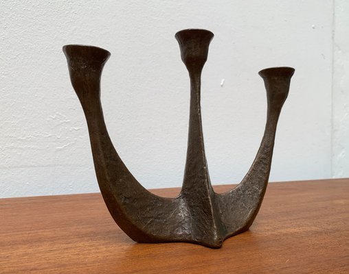 Brutalist Heavy Bronze 3-Arm Candleholder from Dalbeck, 1960s-UAH-1294650