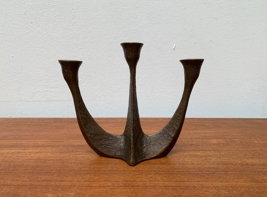 Brutalist Heavy Bronze 3-Arm Candleholder from Dalbeck, 1960s-UAH-1294650