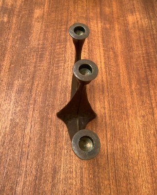 Brutalist Heavy Bronze 3-Arm Candleholder from Dalbeck, 1960s-UAH-1294650