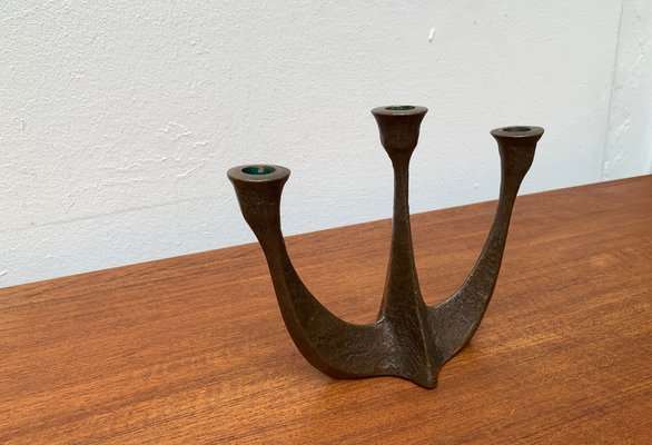 Brutalist Heavy Bronze 3-Arm Candleholder from Dalbeck, 1960s-UAH-1294650