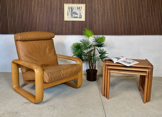 Brutalist Hombre High-Back Leather Lounge Chair by Burkhard Vogtherr for Rosenthal Studio-Line, Germany, 1970s-JP-1783462