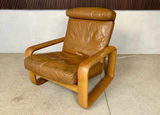 Brutalist Hombre High-Back Leather Lounge Chair by Burkhard Vogtherr for Rosenthal Studio-Line, Germany, 1970s-JP-1783462