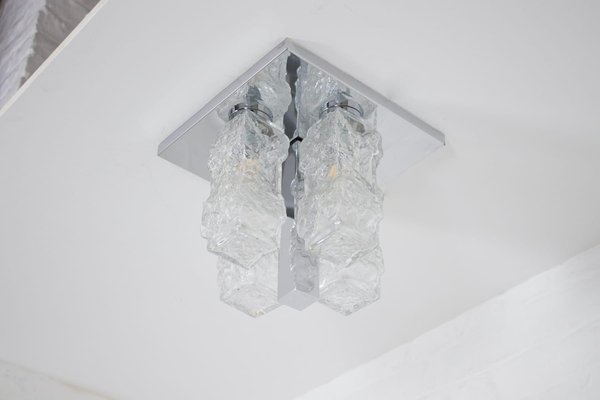 Brutalist Ice Glass Ceiling Light, 1970s-OWS-1795234