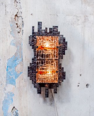 Brutalist Iron and Murano Glass Wall Light, Italy, 1960s-VCV-670140