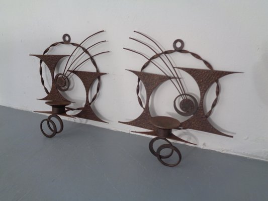 Brutalist Iron Candleholders by Henrik Horst, 1960s, Set of 2-RDW-727820