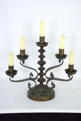 Brutalist Iron Candlestick from Longobard, Italy, 1970s-OT-2021414