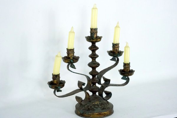 Brutalist Iron Candlestick from Longobard, Italy, 1970s-OT-2021414