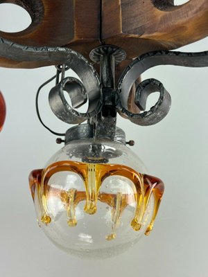 Brutalist Iron & Murano Glass Ceiling Lamp, 1960s-EJL-1175369