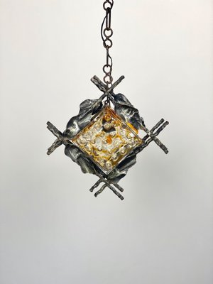 Brutalist Iron Murano Glass Pendant by Tom Ahlström & Hans Ehrlich, Sweden, 1970s-LYQ-1171533