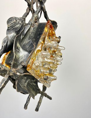 Brutalist Iron Murano Glass Pendant by Tom Ahlström & Hans Ehrlich, Sweden, 1970s-LYQ-1171533