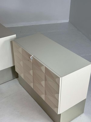 Brutalist Low Cabinet Set in Crème White-GNW-2028692