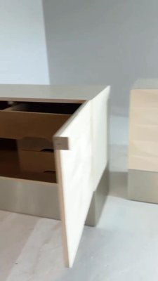 Brutalist Low Cabinet Set in Crème White-GNW-2028692