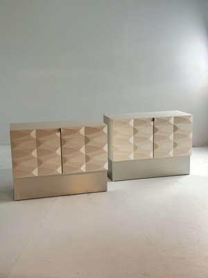 Brutalist Low Cabinet Set in Crème White-GNW-2028692