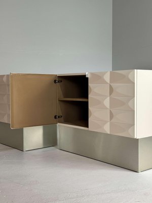 Brutalist Low Cabinet Set in Crème White-GNW-2028692