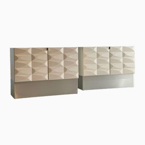 Brutalist Low Cabinet Set in Crème White-GNW-2028692