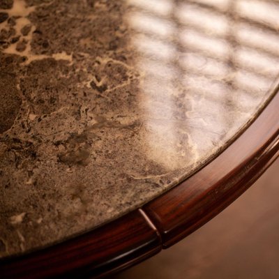 Brutalist Marble & Rosewood Dining Table, 1970s-QVY-1398964