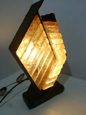 Brutalist Metal and Glass Table Lamp, Italy, 1960s-HNE-2040393