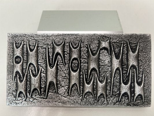 Brutalist Metal Door Handle with Relief Pattern, 1970s-WZZ-1369354