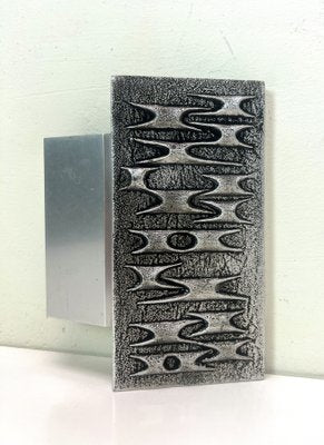 Brutalist Metal Door Handle with Relief Pattern, 1970s-WZZ-1369354