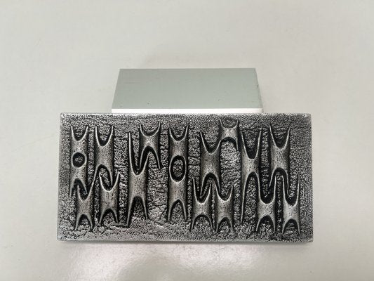 Brutalist Metal Door Handle with Relief Pattern, 1970s-WZZ-1369354