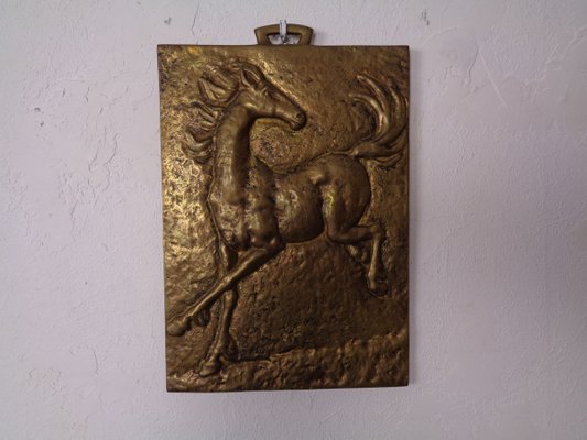 Brutalist Metal Horse Wall Panel, 1960s-RDW-902211