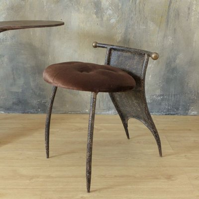 Brutalist Metal Mirror with Side Chair-WK-767956