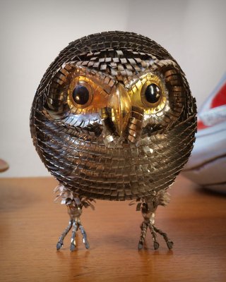 Brutalist Metal Owl, 1970s-ZJN-1772599