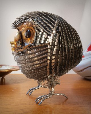 Brutalist Metal Owl, 1970s-ZJN-1772599