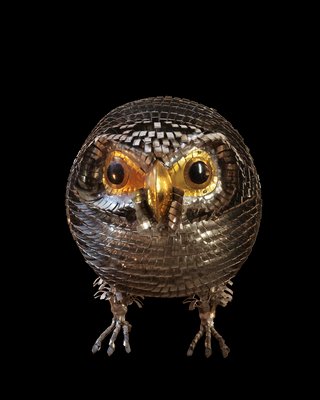 Brutalist Metal Owl, 1970s-ZJN-1772599