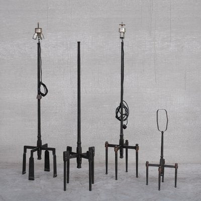 Brutalist Mid-Century Iron Floor and Table Lamp, Set of 4-JRP-1115812