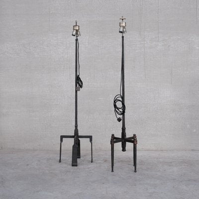 Brutalist Mid-Century Iron Floor and Table Lamp, Set of 4-JRP-1115812