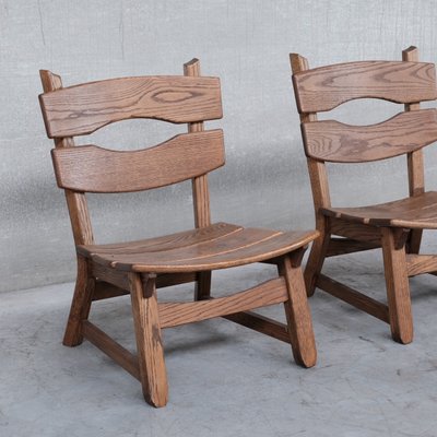 Brutalist Mid-Century Low Wooden Lounge Chairs-JRP-1112637