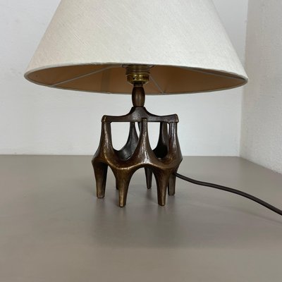 Brutalist Modern Bronze Table Light by Michael Harjes, Germany 1960s-QZ-1735704