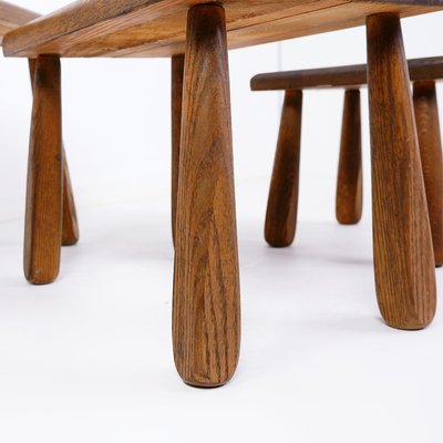 Brutalist Nesting Tables in Oak, 1960s, Set of 3-NYF-2024134