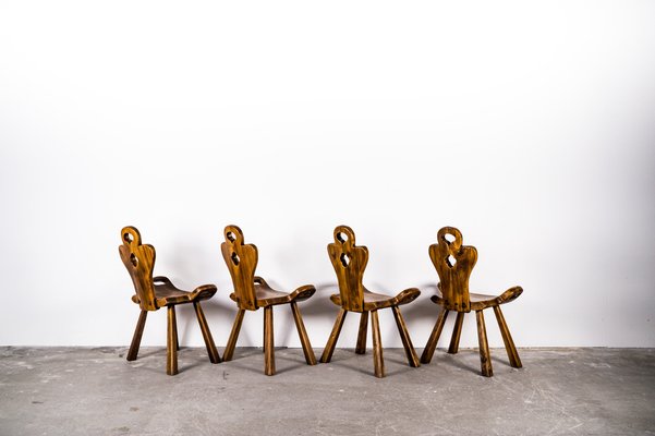 Brutalist Oak Chairs, 1960s, Set of 4-VLO-1766301