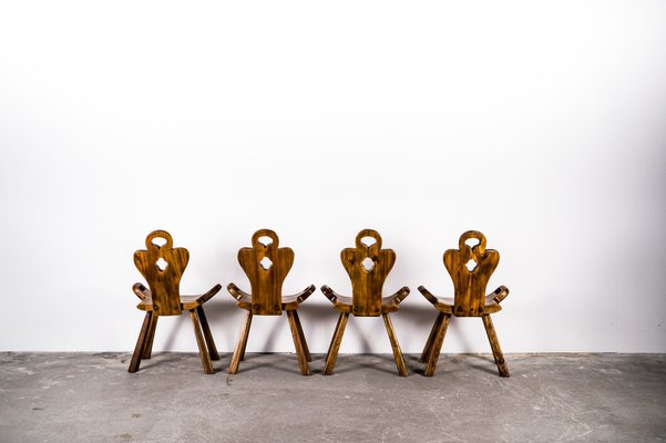 Brutalist Oak Chairs, 1960s, Set of 4-VLO-1766301